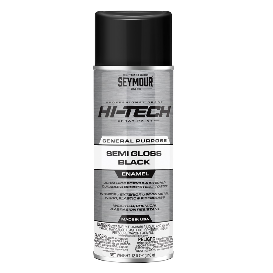 SEYMOUR® HI-TECH Spray Enamels - Semi-Gloss Black, 12 oz